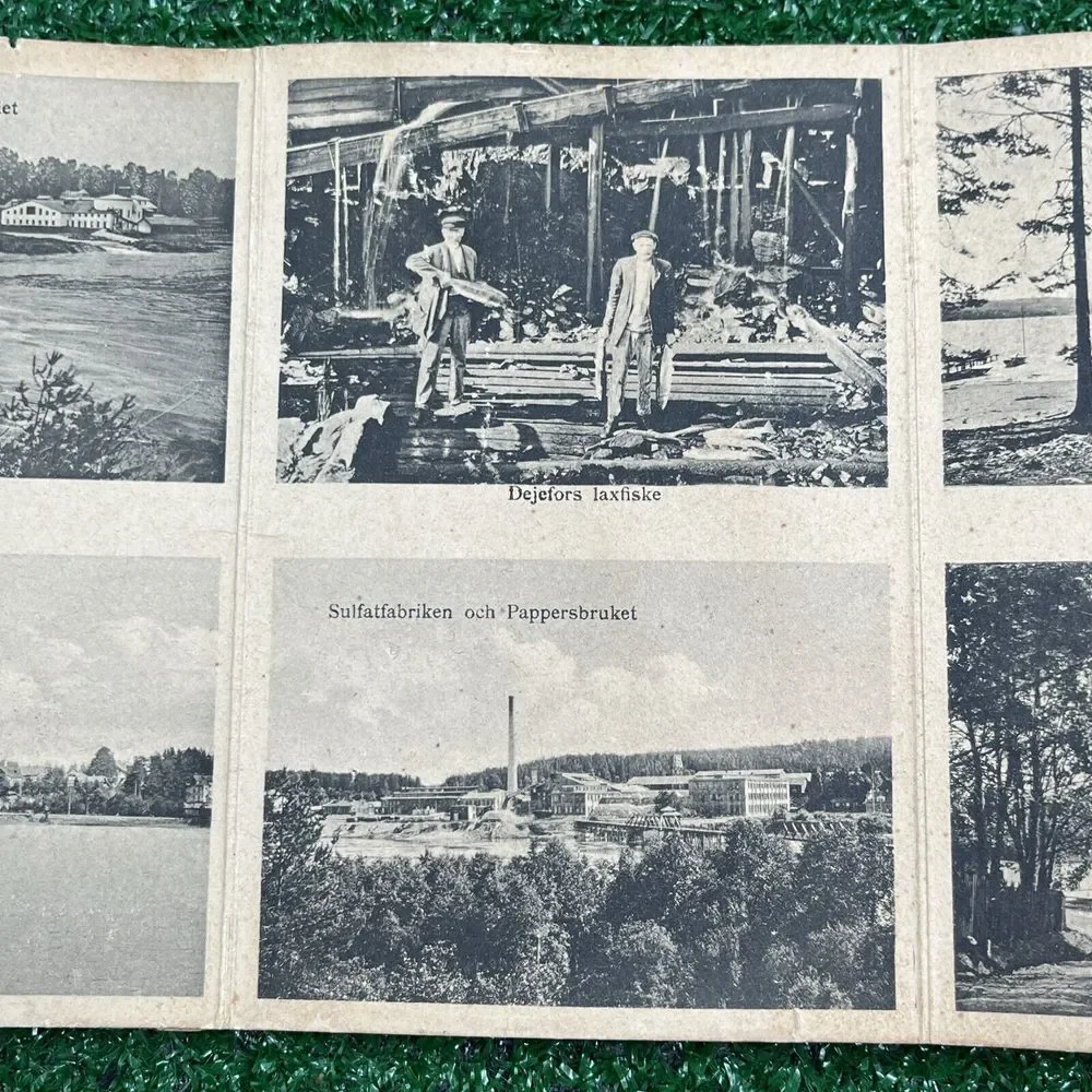 Vintage Sweden Accordion Folding Post Card‎ Parti av Deje, Affarsgatan Dejefors